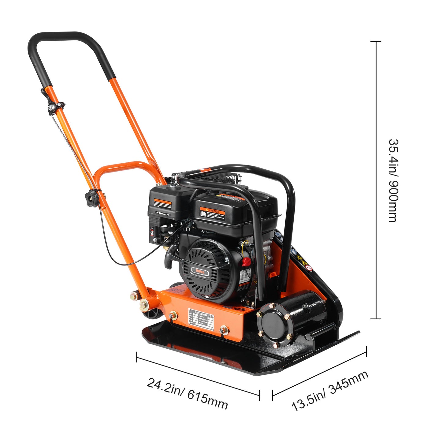 SucceBuy Plate Compactor 2.8/6.5 HP Force Vibratory Compaction Tamper For Walkways, Patios, Asphalts, Paver Landscaping