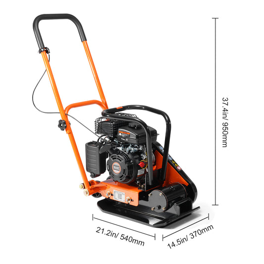 SucceBuy Plate Compactor 2.8/6.5 HP Force Vibratory Compaction Tamper For Walkways, Patios, Asphalts, Paver Landscaping