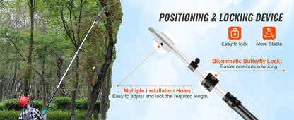 SucceBuy Manual Pole Saw Extendable Tree Pruner Sharp Steel Blade for Branches Trimming with Lightweight Aluminum Alloy Handle