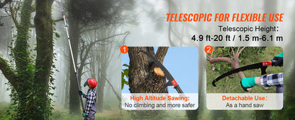 SucceBuy Manual Pole Saw Extendable Tree Pruner Sharp Steel Blade for Branches Trimming with Lightweight Aluminum Alloy Handle