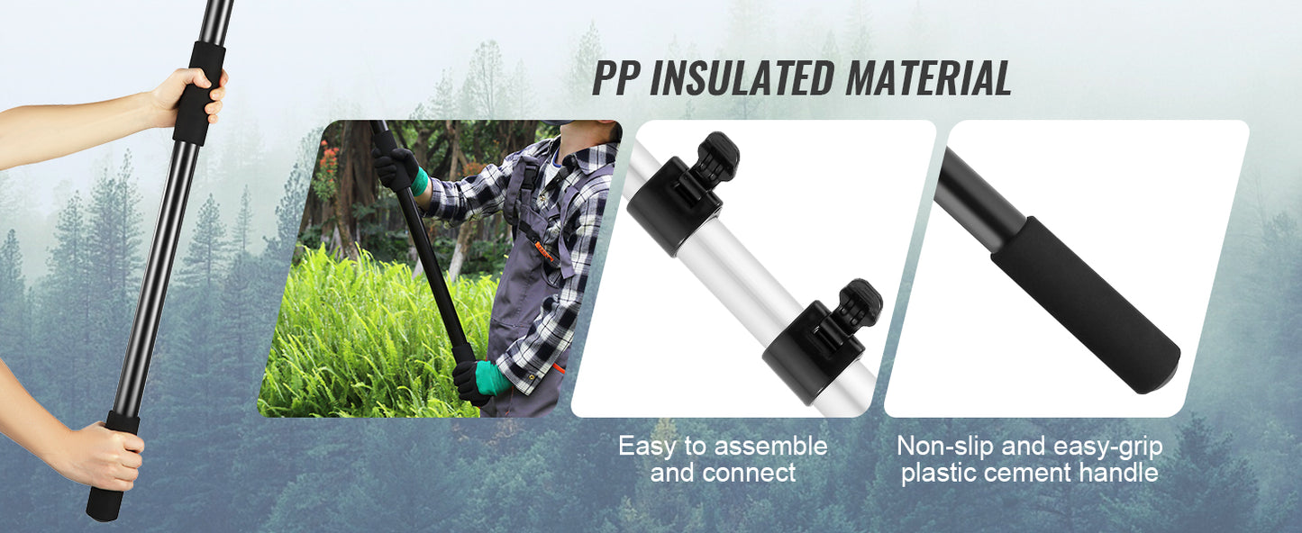 SucceBuy Manual Pole Saw Extendable Tree Pruner Sharp Steel Blade for Branches Trimming with Lightweight Aluminum Alloy Handle