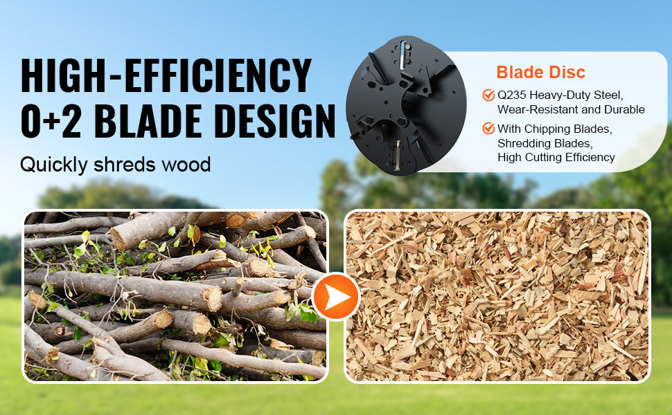 VEVOR Wood Chipper Shredder Mulcher Heavy Duty Gas Powered 4.1/8.6KW Engine Woodchipper Fast Wood Chipping Chopping for Forestry
