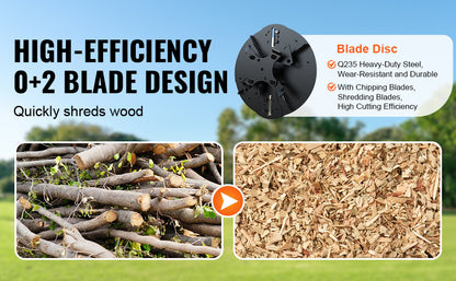 VEVOR Wood Chipper Shredder Mulcher Heavy Duty Gas Powered 4.1/8.6KW Engine Woodchipper Fast Wood Chipping Chopping for Forestry